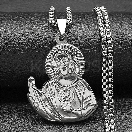 201 Stainless Steel Saint Jude Pendant Necklaces for Men Women LS-NJEW-K283-16P-1