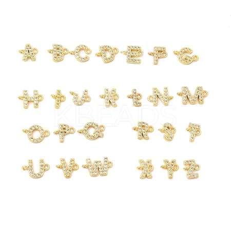 26Pcs 26 Styles Brass Micro Pave Clear Cubic Zirconia Connector Charms KK-H252-01G-1