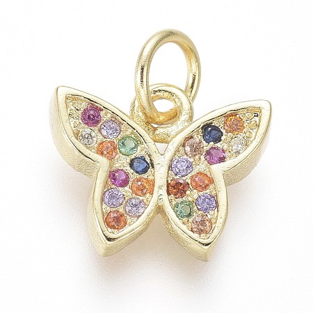 Brass Micro Pave Cubic Zirconia Charms ZIRC-I032-59G-1