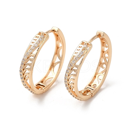 Brass Micro Pave Cubic Zirconia Hoop Earrings for Women EJEW-M238-32KCG-1