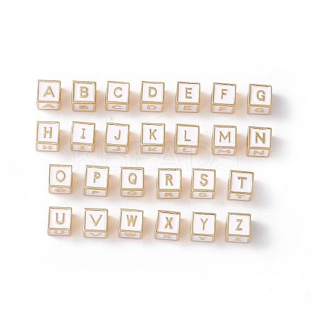 Rack Plating Brass Enamel Beads KK-B060-04G-04-1