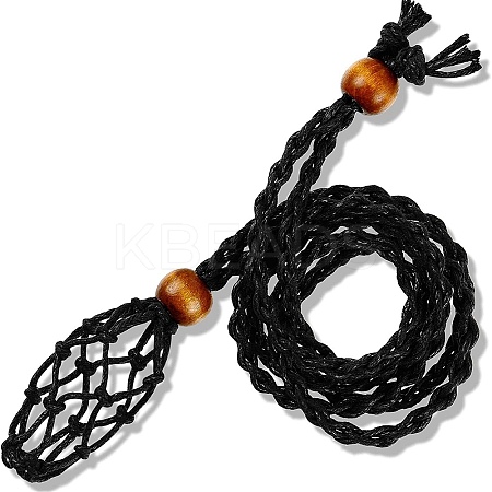 Adjustable Braided Waxed Cord Macrame Pouch Necklace Making FIND-WH0126-149B-01-1