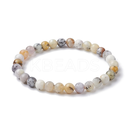 Natural African Opal Round Beaded Stretch Bracelets BJEW-JB09917-01-1