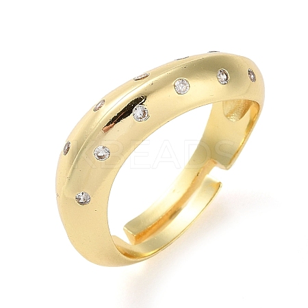 Plating Brass Micro Pave Cubic Zirconia Adjustable Rings RJEW-K266-16B-G-1