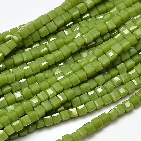 Faceted Cube Glass Beads Strands X-EGLA-J133-C07-1