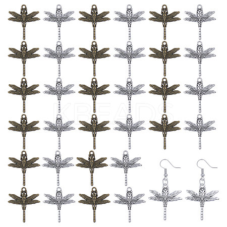 32Pcs 2 Colors Tibetan Style Alloy Pendants FIND-CA0010-81-1