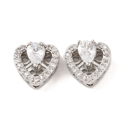 Brass Micro Pave Clear Cubic Zirconia Beads KK-S389-23P-1