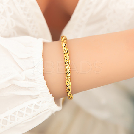304 Stainless Steel Rope Chain Bracelets for Women BJEW-D338-01G-02-1