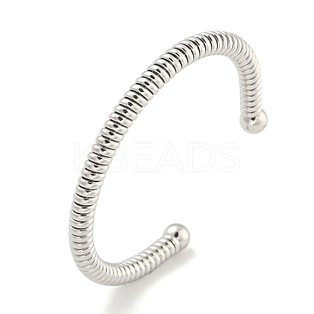 Non-Tarnish Telephone Wire Style 304 Stainless Steel Cuff Bangles BJEW-P331-05P-1