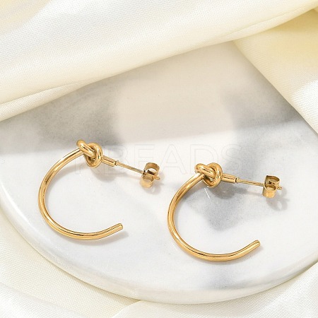 PVD Vacuum Plating 304 Stainless Steel knot Stud Earrings for Women EJEW-R002-02G-1