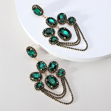 Arch with Oval Alloy Rhinestone Dangle Stud Earrings WGCD708-01-1