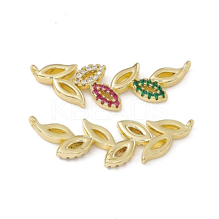 Rack Plating Brass Micro Pave Colorful Cubic Zirconia Connector Charms ZIRC-I061-01G-1