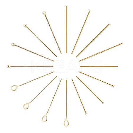 Brass Flat Head Pins & Ball Head Pins & Eye Pins KK-AR0001-92G-NR-1