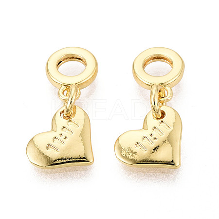 Brass 11:11 Heart European Dangle Charms KK-N259-21G-1