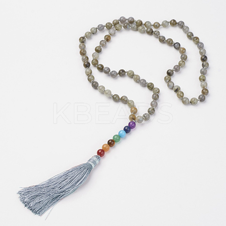 Labradorite Beaded and Gemstone Beaded Necklaces NJEW-P148-02-1