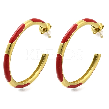Ion Plating(IP) 304 Stainless Steel Enamel Stud Earrings EJEW-I316-06G-01-1