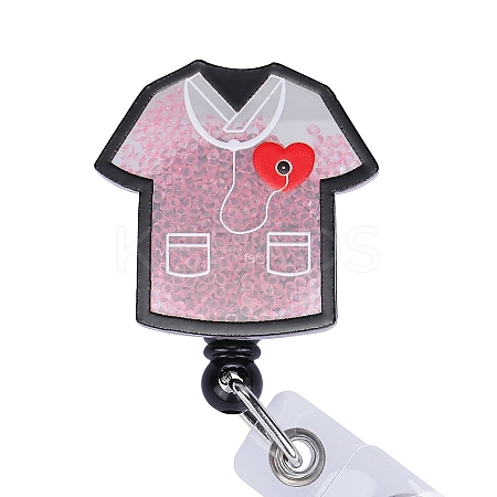 Rhinestone Quicksand Effect Acrylic & ABS Plastic Badge Reel AJEW-SZ0002-46E-1