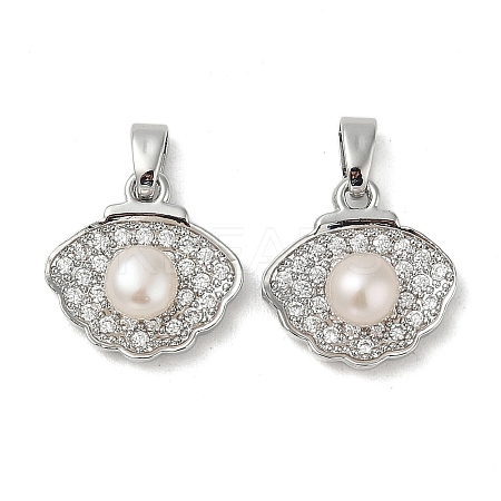 Brass Micro Pave Cubic Zirconia Pendants KK-U045-19P-1