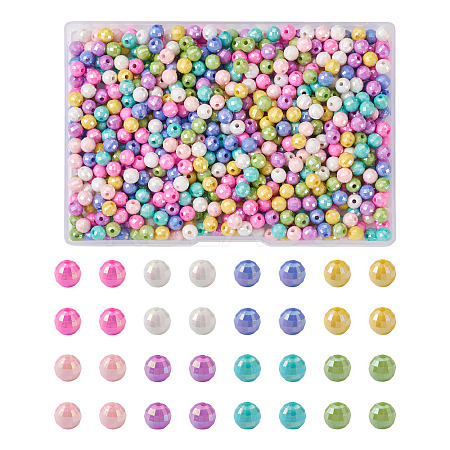 800Pcs 8 Colors Opaque Acrylic Beads MACR-PJ0001-05-1