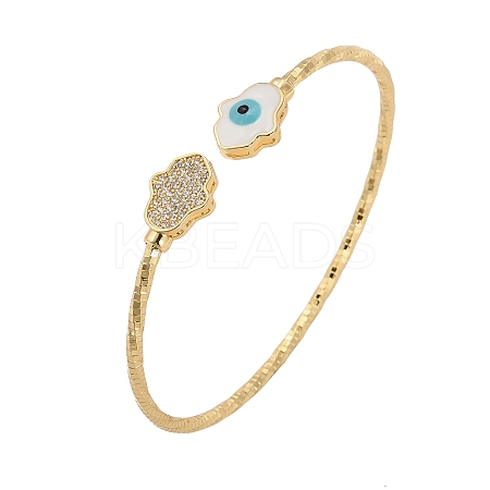 Brass Micro Pave Clear Cubic Zirconia Cuff Bangles for Women LS-BJEW-B145-08G-02-1