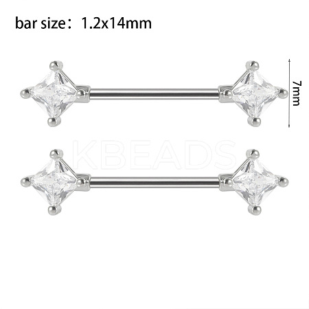 304 Stainless Steel Clear Cubic Zirconia Nipple Rings WG434B5-06-1