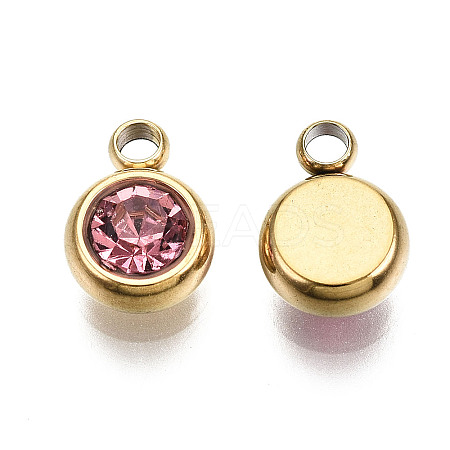 PVD Vacuum Plating 201 Stainless Steel Rhinestone Charms LS-X-STAS-S068-10G-1