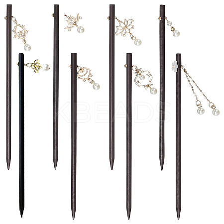 8Pcs 8 Style Wood Hair Sticks OHAR-PH0001-27-1