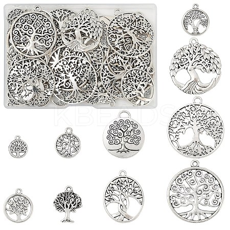 50Pcs 10 Styles Tibetan Style Alloy Pendants FIND-YW0006-93-1