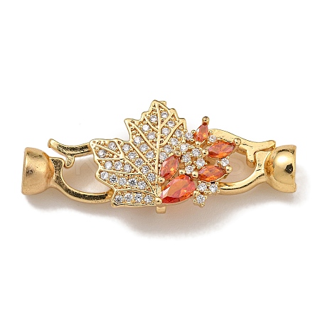 Brass Micro Pave Cubic Zirconia Fold Over Clasps KK-U037-28G-01-1