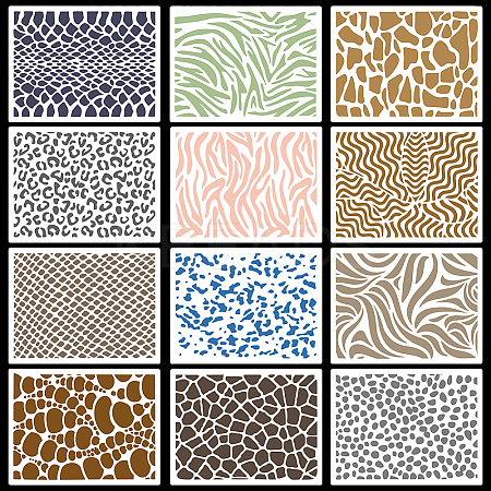 12 Sheets PET Drawing Painting Stencils Templates DIY-WH0430-339-1