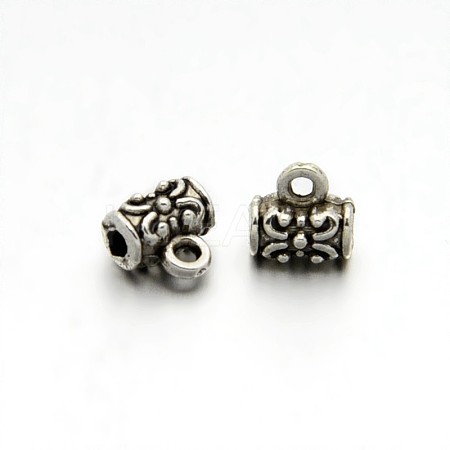 Tibetan Style Alloy Column Carved Flower Bail Beads LS-TIBEB-O004-50-1