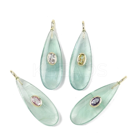 Natural Green Fluorite Pendants G-D357-03G-1