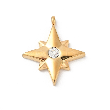 304 Stainless Steel with Rhinestone Pendants LS-STAS-Z120-02B-G-1