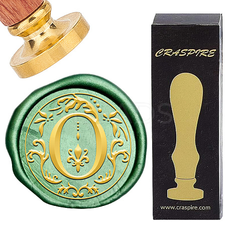 Brass Wax Seal Stamps with Wood Handle AJEW-WH0412-0248-1