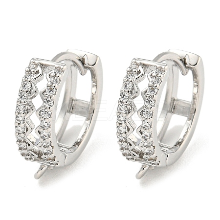 Rack Plating Brass Micro Pave Cubic Zirconia Hoop Earring Findings EJEW-C102-21A-P-1