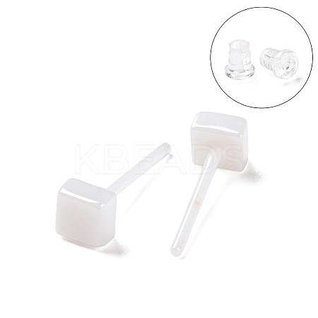 Hypoallergenic Bioceramics Zirconia Ceramic Square Stud Earrings EJEW-Z023-07E-1