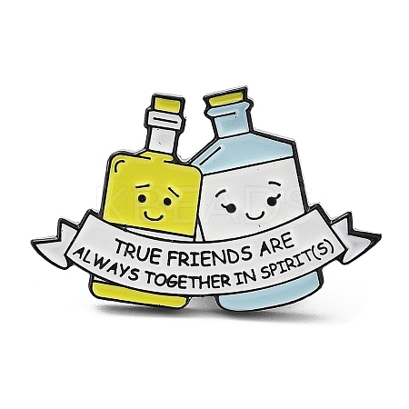 Bottle & Word True Friend Are Always Together in Spirits Enamel Pins JEWB-P020-B01-1