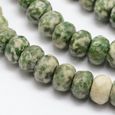 Faceted Natural Green Spot Jasper Rondelle Beads Strands LS-G-K090-15-1