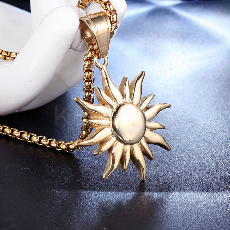 304 Stainless Steel Sun Pendant Box Chain Necklaces for Men FS-WG74900-01-1