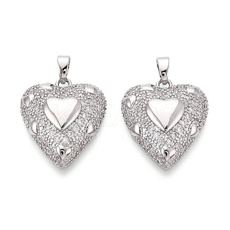 Brass Micro Pave Cubic Zirconia Pendants KK-T073-40P-1