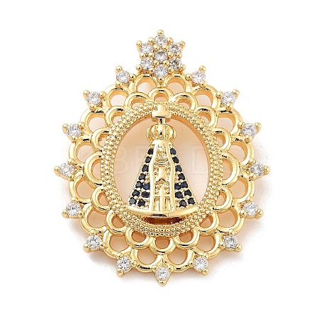 Rack Plating Brass Micro Pave Clear Cubic Zirconia Pendants KK-C063-18G-1