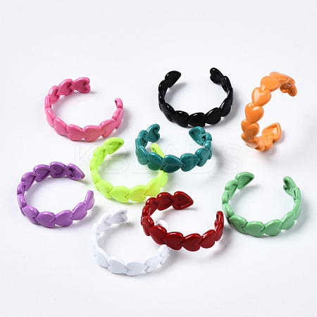 Spray Painted Brass Cuff Rings RJEW-S044-143-1