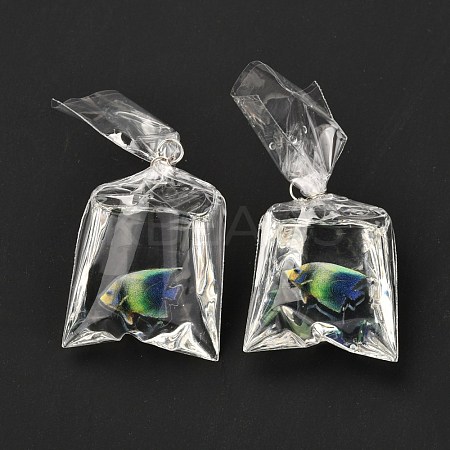 Resin Pendants with Iron Jump Ring RESI-A015-03B-1