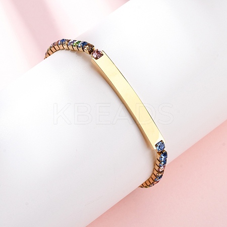 304 Stainless Steel Rhinestone Cup Chain Bracelets BJEW-G753-02G-01-1