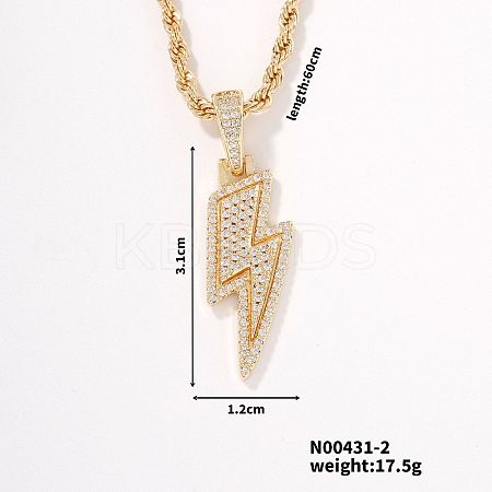 European and American Fashion Lightning Brass Rhinestone Pendant Necklaces HP4417-2-1