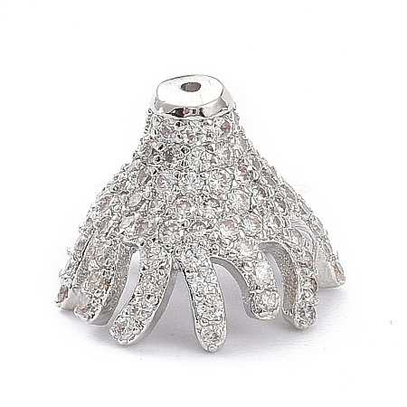 Brass Micro Pave Clear Cubic Zirconia Bead Caps ZIRC-P085-11P-1