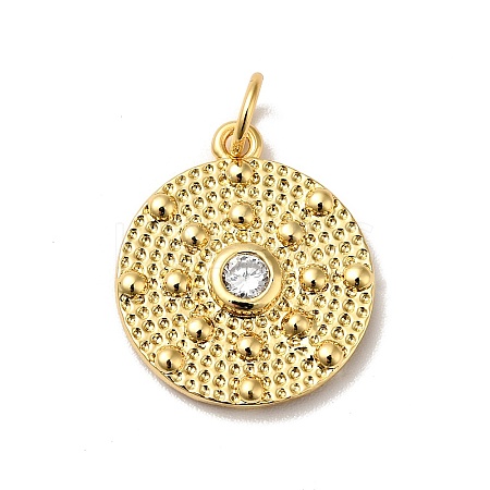 Rack Plating Brass Micro Pave Clear Cubic Zirconia Pendants KK-H431-21G-1