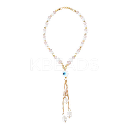 Glass & Pearl Beaded Car Hanging Decorations HJEW-DR00019-1