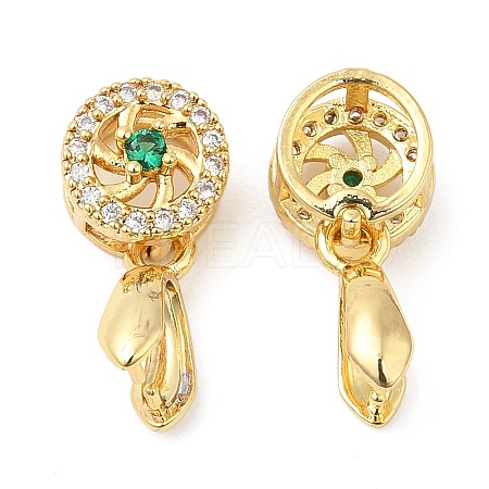 Brass Micro Pave Cubic Zirconia Pendant Pinch Bails KK-I705-06G-1