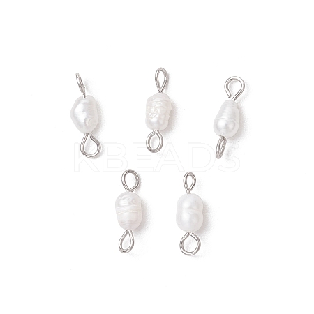 Natural Cultured Freshwater Pearl Potato Links Connector Charms PALLOY-JF04173-01-1